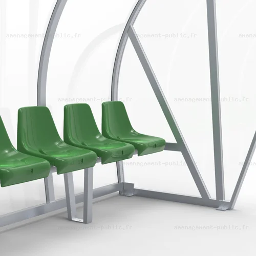 Abri de touche 8 places en aluminium et polycarbonate